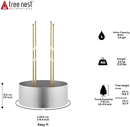 Tree Nest Christmas Tree Stand Base Xmas Fake Tree Metal Holder Stand for Real and Artificial Tree Fits up to 14.8ft Tall & 2.8-5.9inch Diameter,Holds 4.4gal of Water(Gold) - Image 6