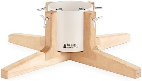 Tree Nest Christmas Tree Stand Base for 7ft Real Tree Sliver Christmas Tree Holder Stable for Xmas Tree Decoration Rustic (White,Medium) by TreeNest