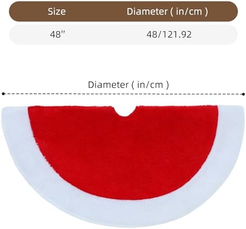 48" Red Plush Christmas Tree Skirt with White Border - Image 3