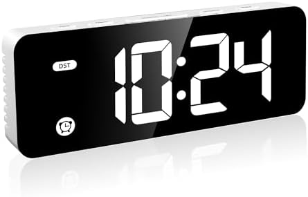 Small Digital Alarm Clock for Kids with Dimmable Backlight Volume White by Hodik