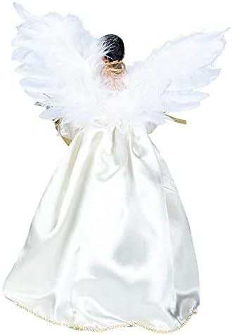 Kurt S. Adler, Inc. UL2219 Kurt Adler 10-Light 12" Ivory & Gold Black Angel Treetop - Image 4