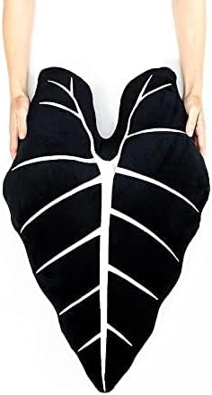 Green Philosophy Co. Frydek Alocasia Leaf Throw Pillow - Obsidian