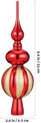 BESPORTBLE Red Plastic Gourd Christmas Tree Topper 9 Inch Finial Ornament for Holiday Party Decoration and Small Tree Treetop - Image 3