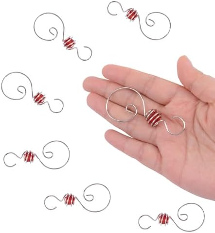 INCREWAY 30 Pcs Ornament Hooks with a Red Beads Christmas Decorations Metal Hooks Wire Spiral Shaped for Christmas Tree Ornament Hanger - Image 4