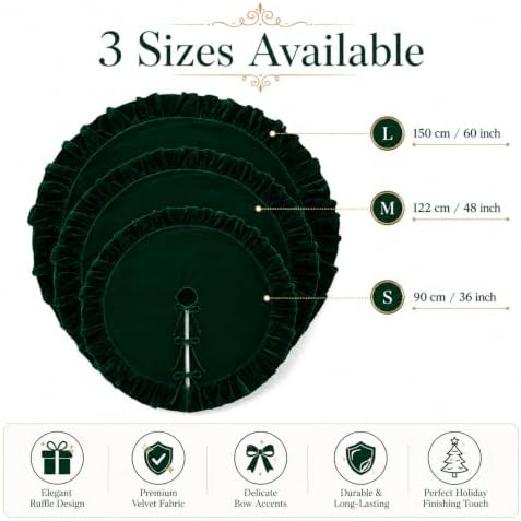 48 Inch Large Christmas Tree Skirt, Dark Green Velvet with Ruffled Edge for Big Trees Decorations for Home Party Festival - Image 5
