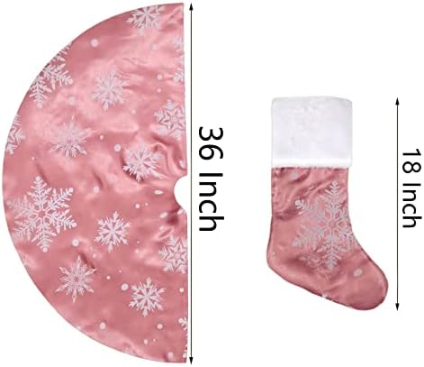 Flash World 36 Inch Large Christmas Tree Skirt Xmas Soft Cover Mat Decor Snowflake Collar Farmhouse Tree Skirt for Holiday Ornaments Party Home Indoor Decorations (FIocking Pink, 36INCH) - Image 3