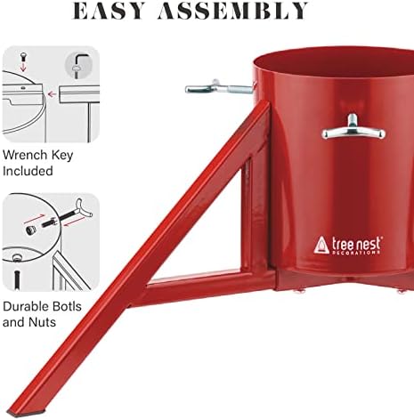 Tree Nest Christmas Tree Stand Base Tree Holder Modern Design for 8.5ft Real Trees Steel Stable for Xmas Tree Decoration Geometric (Medium, Red) - Image 5