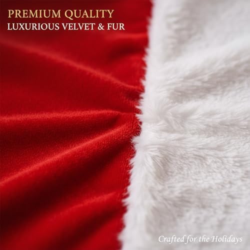 Small Christmas Tree Skirt, 11inch Red Plush Tree Skirt for Mini Christmas Tree Above the Fireplace, Table Candlestick Decorations, New Year Holiday Ornaments - Image 4
