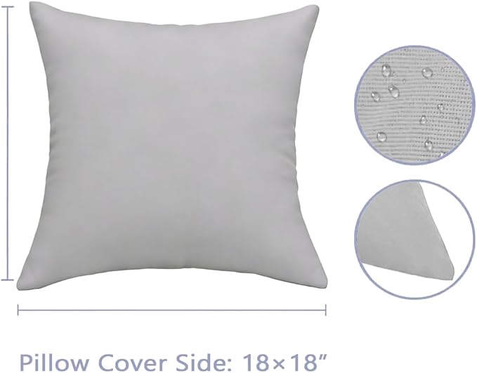 JMGBird Water-Resistant Outdoor Pillows Set of 2, 18x18 inch Durable Pure Grey Throw Pillows with Inserts for Patio Furniture