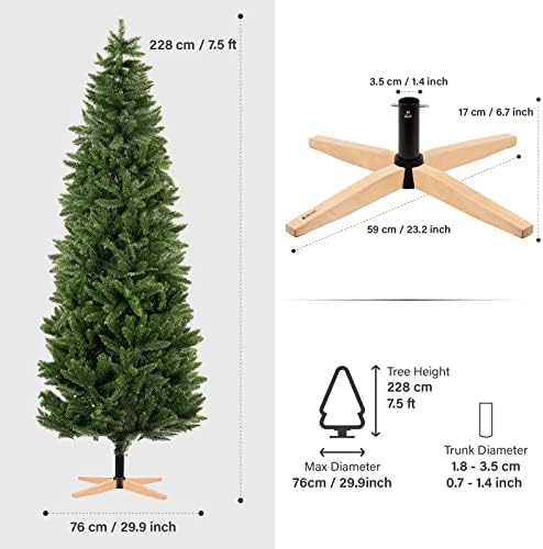 Tree Nest Artificial Christmas Tree Holiday Decoration with Wooden Stand, Green, 7.5 ft - Image 3