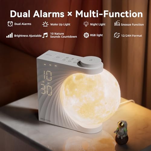 Sunrise Alarm Clocks for Heavy Sleepers Moon Lamp for bedrooms - Image 3