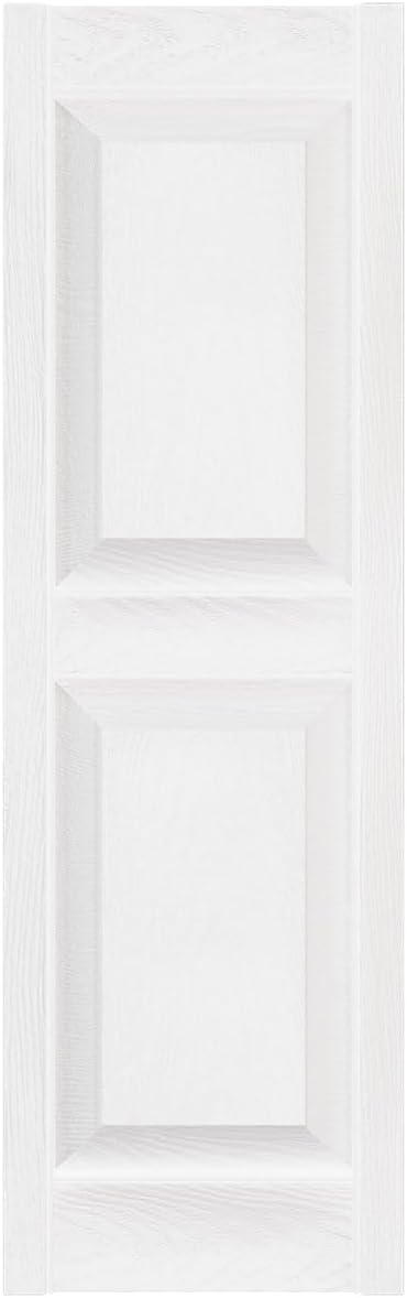 Ekena Millwork LP2S14X07500BW Lifetime Vinyl Standard Two Equal Panels with Raised Panel Shutters, 14 3/4" W x 75" H, Bright White, 1 Piece