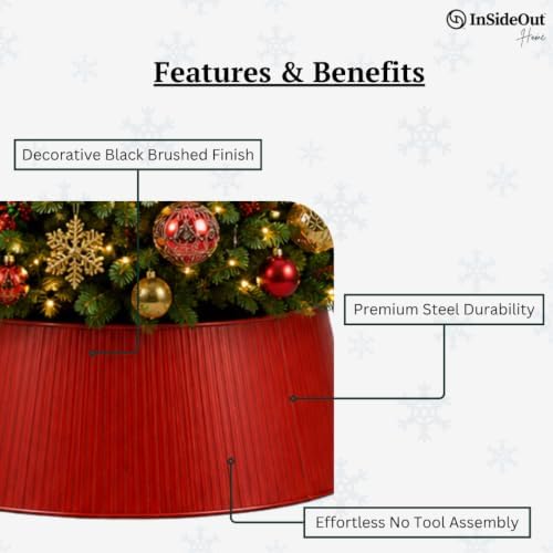 27in Christmas Tree Collar, Red Tree Skirt Alternative, Tree Base Cover for Decorations, Skirt Base Stand Protection from Pets, Fits Majority Tree Stands (Red) - Image 4
