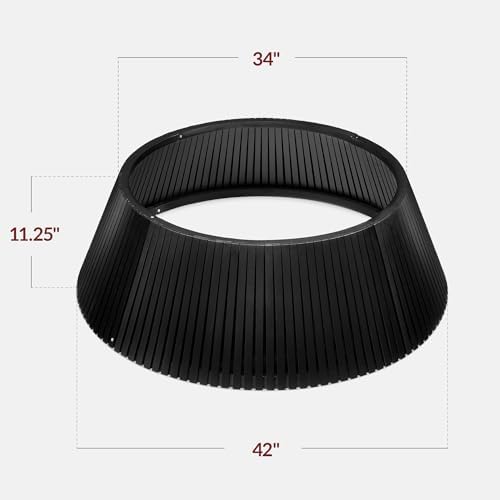 Best Choice Products Christmas Tree Collar, Solid Wood Slatted Tree Skirt Holiday Accessory for Home - Black - Image 2