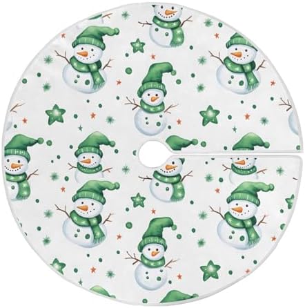 Green Snowman Christmas Tree Skirt Large Xmas Tree Skirts Decorations 48 in Burlap Tree Mat Cover for 4 ft Trees Holiday Party by BOENLE-WELCOMEYOURCOMING