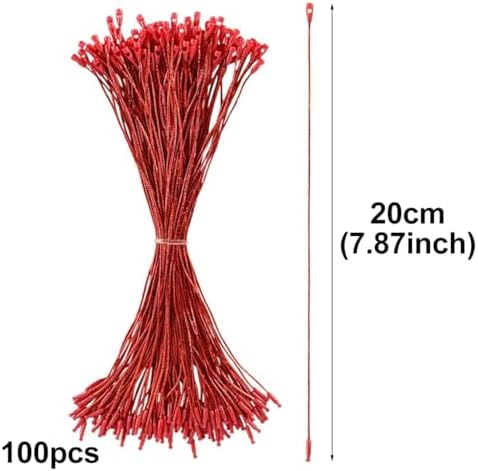 100pcs Ornament Hangers String, 7.87 Inch Precut Metallic Tinsel Rope Ornament Hanging Ropes with Snap Fastener for Christmas Tree Baubles Tags Party Favor, Red - Image 2