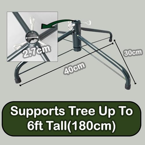 Christmas Tree Stand for Artificial Trees Holder 40cm Metal Base Heavy Duty Foldable Height Extender Legs with Adjustable Screws Sturdy Bracket for 4ft,5ft,6ft Green - Image 2