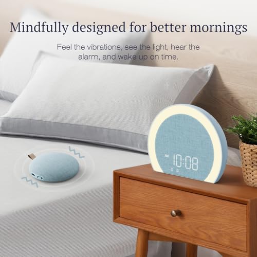 ANJANK Super Loud Alarm Clock with Wireless Bed Shaker, Vibrating Dual Alarm with Light Wake Up for Heavy Sleepers & Hearing Impaired, 9-Color Night Light, 8 Sounds, 0-100% Dimmer, USB Charger - Image 2