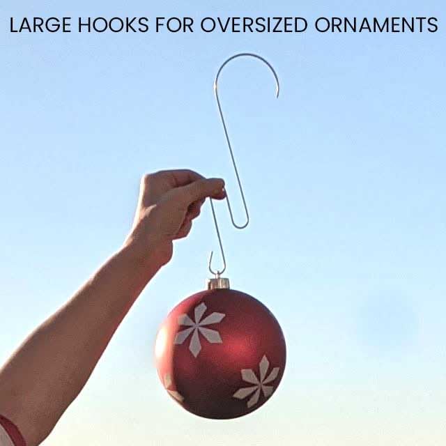 Ornament Hooks Large 9.5" Ornament Hangers Jumbo Ornament Hook Large Christmas Tree Hooks Heavy Duty Outdoor Xmas Ornament Hooks Metal Hangers Oversized Christmas Balls, 10 Pc - Image 5