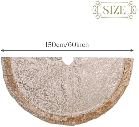 Valery Madelyn 60 Inch White Gold Christmas Tree Skirt for Tree Decorations - Image 5