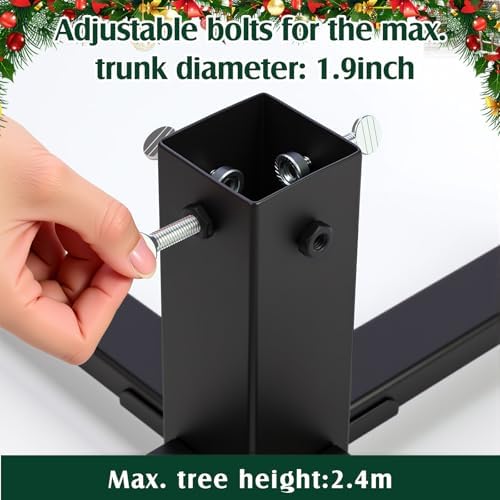 Hortsun Christmas Tree Stand Base for Artificial Real Live Trees Square Portable Iron Metal Holder, Fits up to 7 FT Xmas Fake Trees with 2 Inch Diameter Pole or Less Detachable Stand for Party(Black) - Image 5