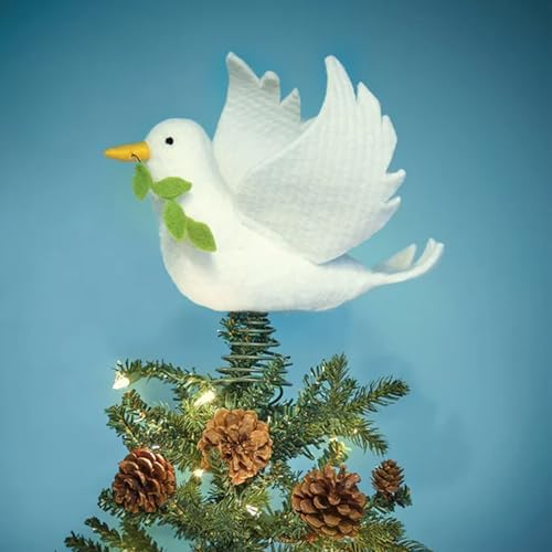 Bits and Pieces 12 Inch White Felt Dove Christmas Tree Topper by BitsandPieces
