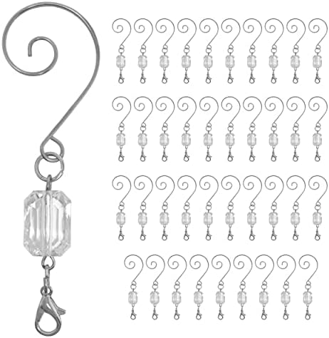 Christmas Ornament Hooks Clear Acrylic with Silver Wire, Pack of 40 Decorative Ornament Hangers, 3 Inch Tree Hooks for Holiday Ornaments, Baubles, Keepsakes, Stockings, Garland & Tree Decorating - Image 6