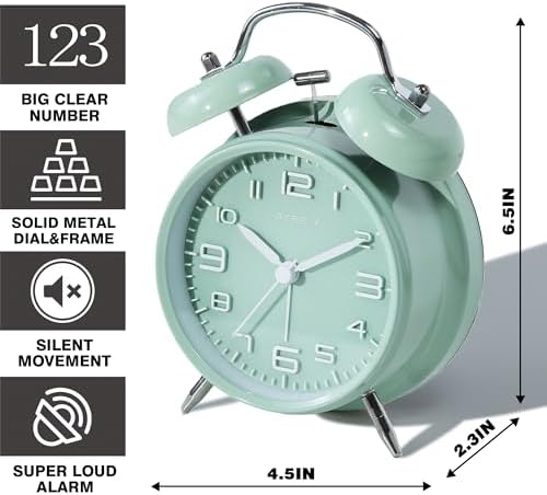AYRELY?? Super Loud Alarm Clock for Heavy Sleepers Adults, Metal 4.5 Inches - Image 2