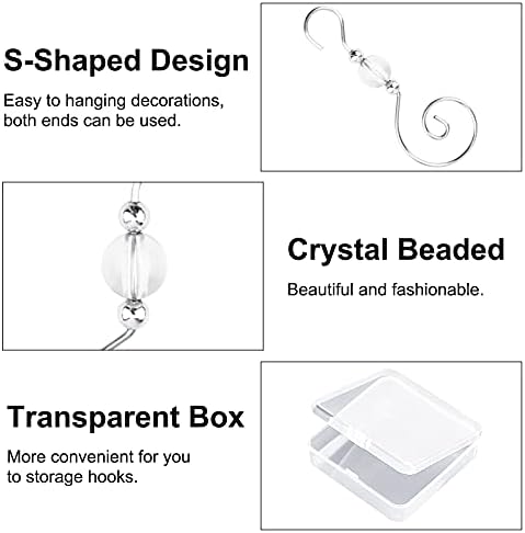 INCREWAY 30 Pcs Silver S-Shaped Christmas Tree Hanger Hooks with Crystal Beads - Image 3