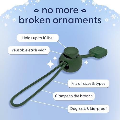 ORNAMENT ANCHOR Ornament Hooks for Hanging Christmas Decorations - No-Slip Hanging Hooks for Xmas - Heavy Duty Christmas Tree Ornaments Hanger Hooks for Small & Large Ornaments (Green, 36 Count) - Image 2