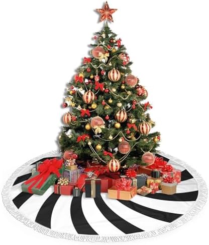 Christmas Tree Skirt 36" Inch Spiral Xmas Tree Skirt Mat with White Tassel for Party Holiday, Tree Skirt Christmas Decorations - Image 4