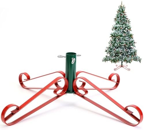 Foilswirl Christmas Tree Stand for Artificial Fake Tree Holder 4 to 8 FT Iron Metal Adjuatable Xmas Tree Base with Thumb Screw Indoor Outdoor Holiday Party Decor Fits Up to 1.4" Tree Trunk(Mix) by Foilswirl
