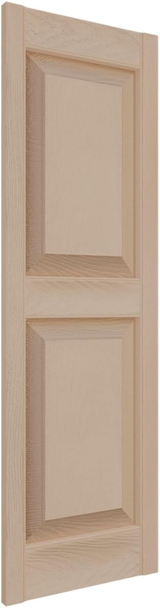 12"W x 39"H Lifetime Vinyl, Standard Two Equal Panels, Raised Panel Shutters, w/Installation Shutter-Lok's & Matching Screws (Per Pair), Wicker