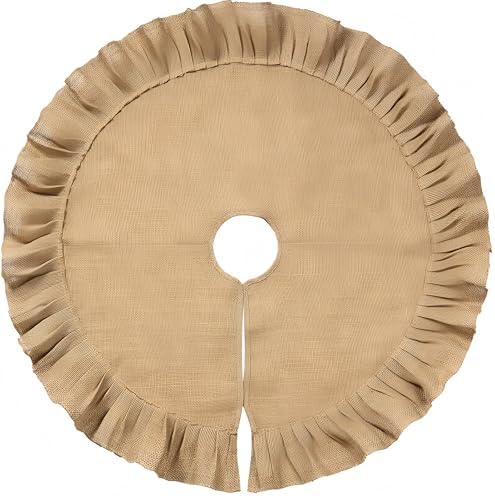 Tatuo 55 Inch Christmas Tree Skirt Decor, Burlap Ruffled Tree Skirt, Linen by Tatuo