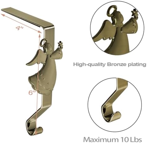 Stocking Holder for Mantle, Christmas Stocking Holders Set of 5, Reusable Christmas Stocking Hooks, No-Damage Xmas Hanger for Fireplace Mantle Grip Christmas Decoration Ornaments Hanging - Image 2