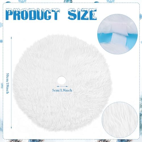 Konsait Plush Christmas Tree Skirt - Round Snow White Xmas Tree Mat Base Cover for Holiday Home Decorations,19Inch/50CM - Image 2