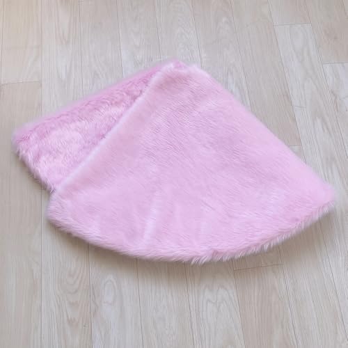 Christmas Tree Skirt Pink Plush 30 inch Xmas Tree Skirt Faux Fur Thick for Family Party Christmas Tree Decoration - Image 4