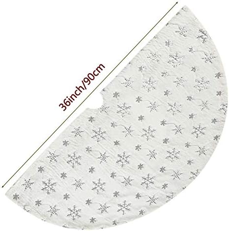 Christmas Sequin Tree Skirt 36in,White Soft Thick with Silver Snowflakes Decorations for 5FT 6FT 7FT Xmas Tree - Image 6