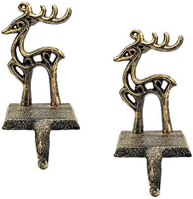 2 Pieces Reindeer Christmas Stocking Holder Christmas Hooks Skid Mantel Hooks Hanger for Fireplace Free Standing Christmas Decorations by Medoore