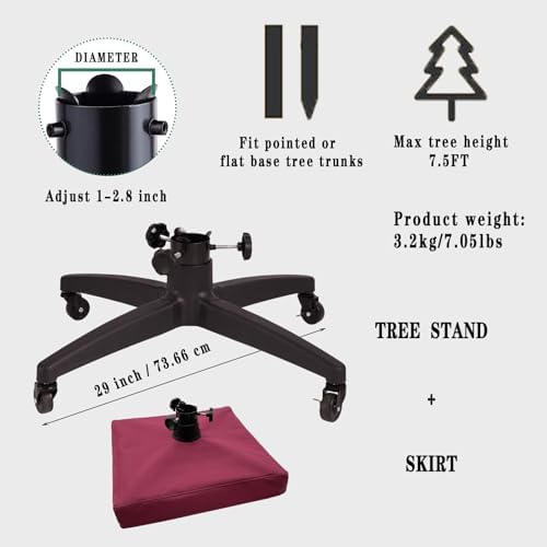 Rolling Christmas Tree Stand Suitable for Artificial Christmas Trees Up to 7.5 Feet - Image 2