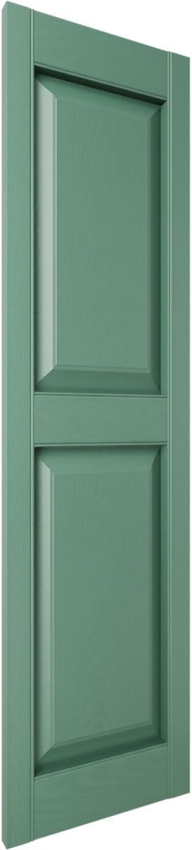Ekena Millwork Lifetime Vinyl LP2S14X08000FG Standard Two Equal Panel Vinyls, Raised Panel Vinyl Shutters, w/Installation Shutter-Lok's & Matching Screws (Per Pair), 14.75"W x 80"H, Forest Green
