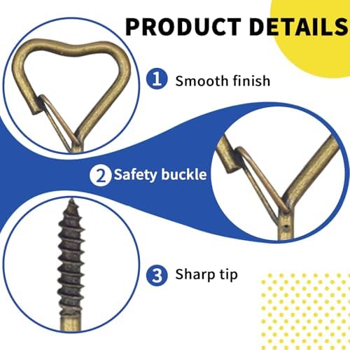 10 Pack Heart Shaped Screw Hooks for Hanging Plants, Ceiling Hooks - Image 2