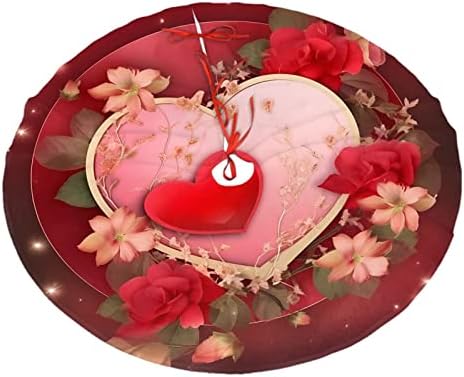Christmas Tree Skirt, Beautiful Flowers Love Hearts Valentine's Day Xmas Large Tree Mat, New Year Festive Holiday Party Decorations 30" inches by Mount+Hour