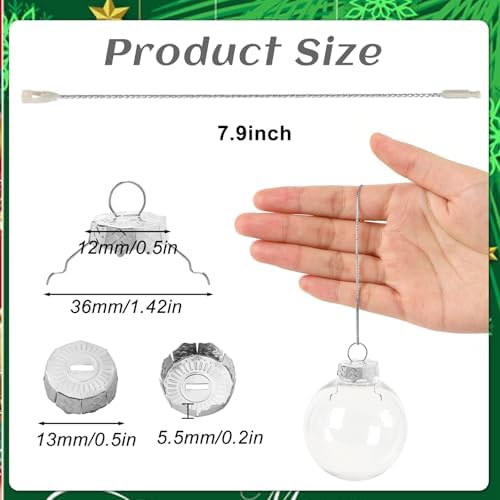 200 Sets 12 mm Silver Christmas Ornament Caps and Hangers String - Image 2