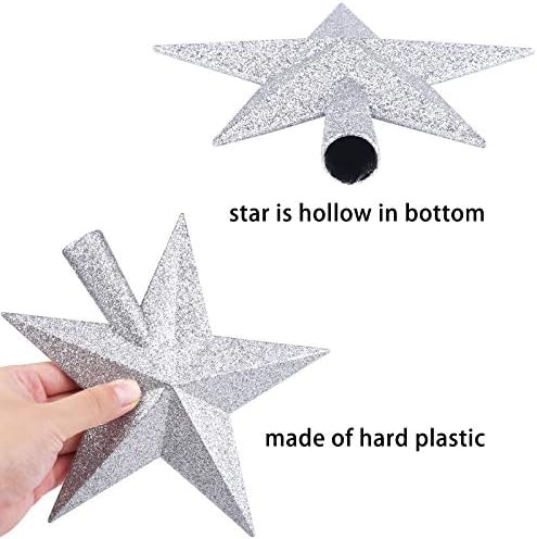8 Inches Christmas Tree Top Crown Glitter Star Decoration (Silvery) - Image 3