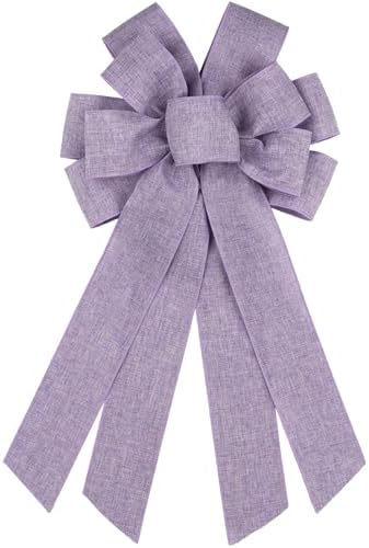 Purple Large Bow for Wreath Tree Topper 11x21 Inch Linen Texture Wired Ribbon Big Bows for Front Door Spring Easter Halloween Decor Gift by Unknown