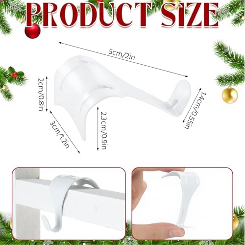 Gisafai 24 Pcs Christmas Garland Hangers for Door Frame Metal S Hooks Christmas Hanging Holders Molding Clips for Xmas Window Mantel Shelf Door Frame Wreath Light Strings Decoration(White) - Image 2