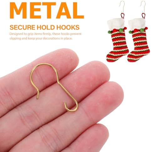 NUOBESTY 200pcs Christmas Ornament Hooks, Golden Metal Hangers - Image 3