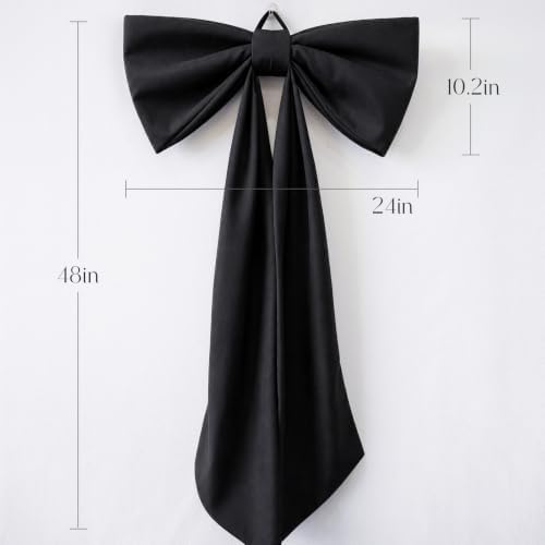Halloween Decor - 48" x 24" Giant Black Bow for Front Door Wall Mantle - Image 2
