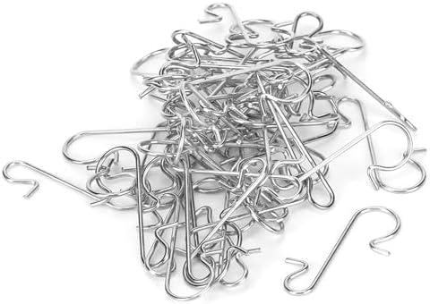 100PCS Christmas Ornament Hooks, Xmas Tree Ornament Hangers S Shaped Metal Hooks for Christmas Decoration (Silver) by Unknown